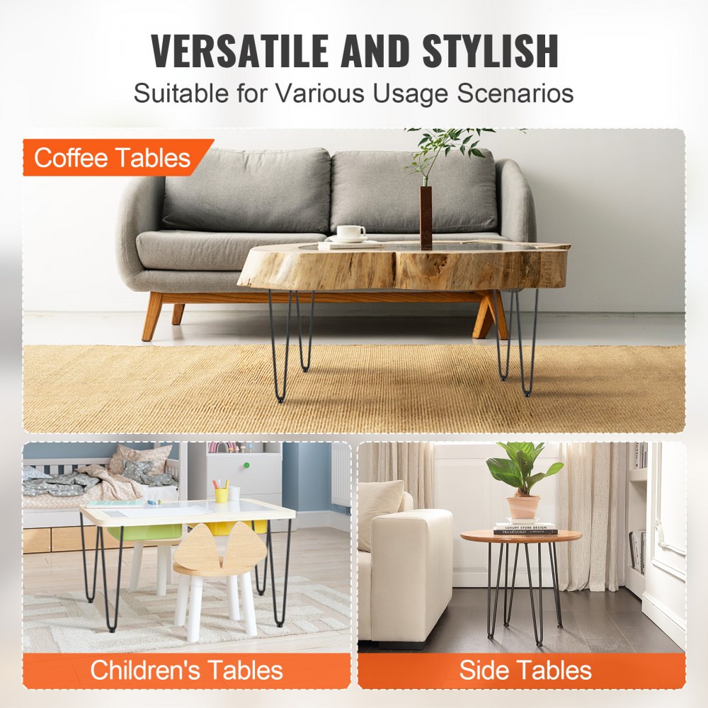 16" Hairpin Furniture Legs Solid Metal Heavy Duty Dining Table Leg Modern