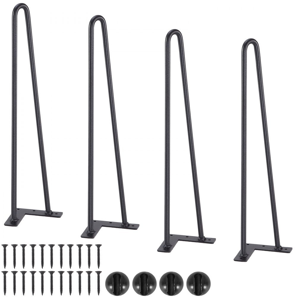 19" Hairpin Furniture Legs, Metal Home DIY Projects for Nightstand, Coffee Table, Desk, 500lbs Load Capacity with Rubber Floor Protectors, Metal Heavy Duty Sturdy Modern Table Legs, 4PCS Black