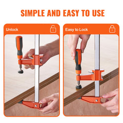 Bar Clamps for Woodworking, 2-Pack 36" Clamp/Spreader, Quick-Change F Clamp with 600 lbs Load Limit, 2.5" Throat Depth, Cast Iron and Carbon Steel, Wood Clamps for Woodworking Metal Working