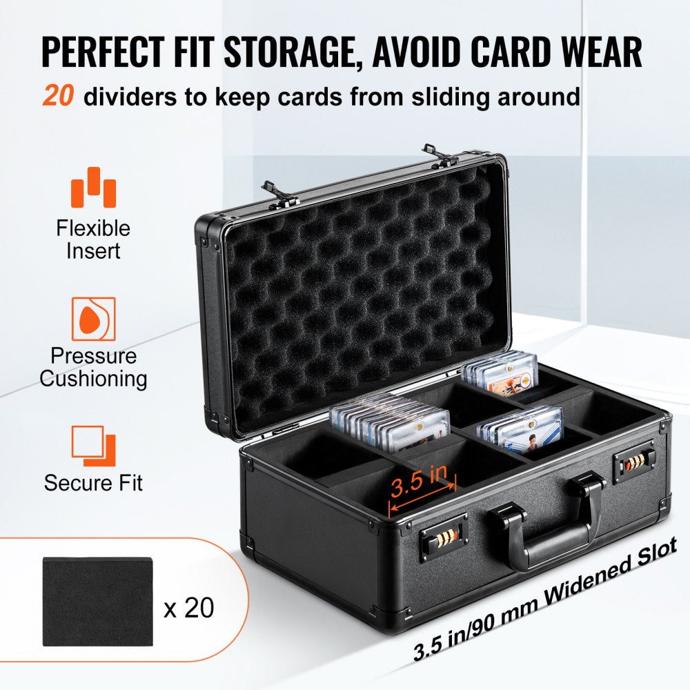 Graded Card Storage Box, 4 Slots, Graded Sports Cards Holder Carrying Case with Coded Lock Foam Dividers, for 120 PSA Graded Cards 84 BGS Cards 96 SGC Cards 428 Top Loaders or 999+ Loose Cards