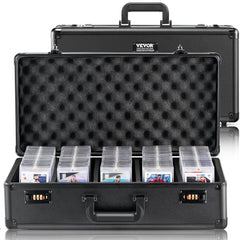 Graded Card Storage Box, 5 Slots, Graded Sports Cards Holder Carrying Case with Coded Lock Foam Dividers, for 162 PSA Graded Cards 115 BGS Cards 130 SGC Cards 585 Top Loaders or 999+ Loose Cards