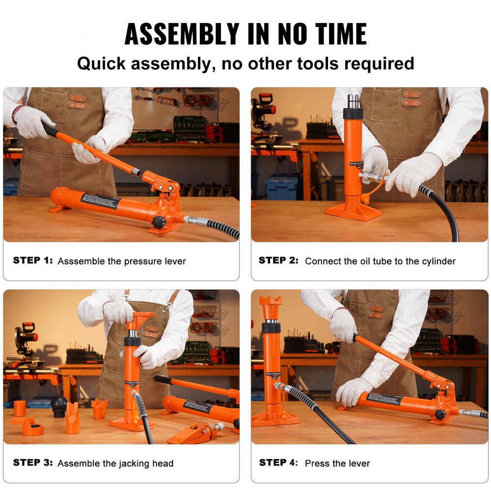4 Ton/8800 LBS Porta Power, Portable Hydraulic Ram with 3.9 ft/1.2 m Oil Hose, Auto Body Frame Repair Kit with Storage Case for Car Repair, Truck, Farm
