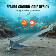 Fluke Style Anchor Kit, 13 LBS Hot-Dipped Galvanized Steel Fluke Anchor with 7.9` Chain, 101` Rope and Two 0.4" Shackles, Marine Boat Anchor for Small Vessels Under 30`, Seas, Rivers and Shores
