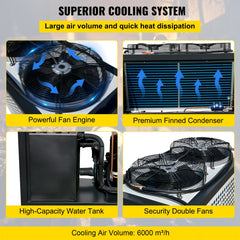 Water Chiller 6Ton Capacity, Industrial Chiller 6Hp, Air-Cooled Water Chiller, Finned Condenser, w/ Micro-Computer Control, Stainless Steel Water Tank Chiller Machine for Cooling Water