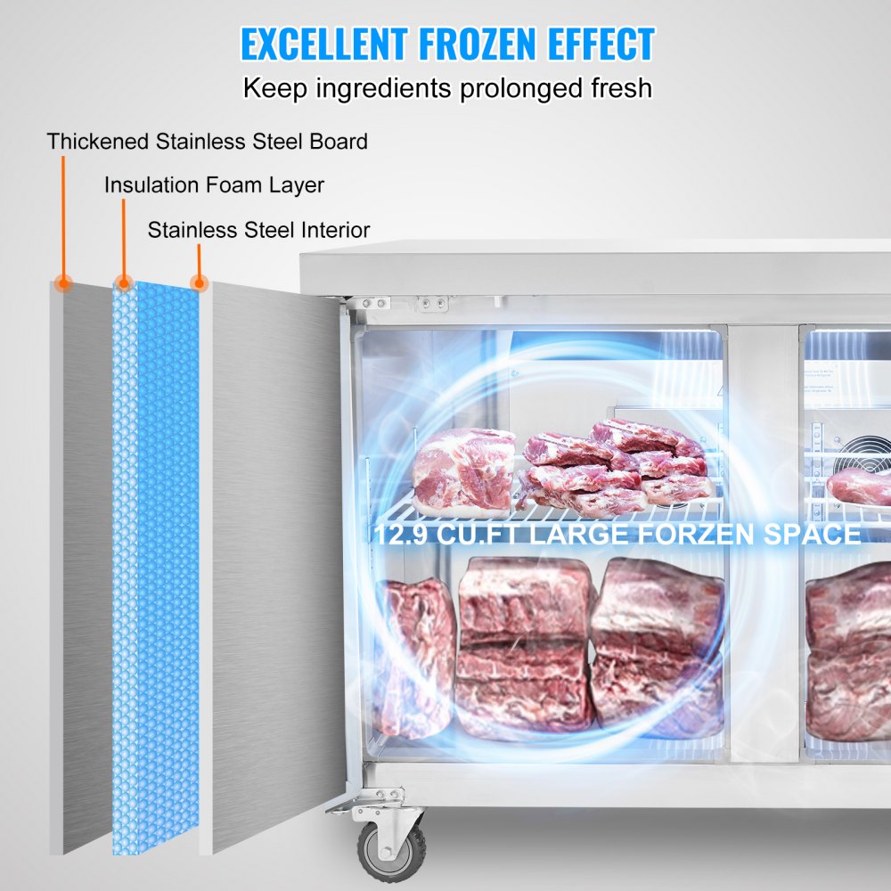 48" Commercial Frozen Refrigerator Sandwich & Salad Prep Table 12.9 Cu. Ft