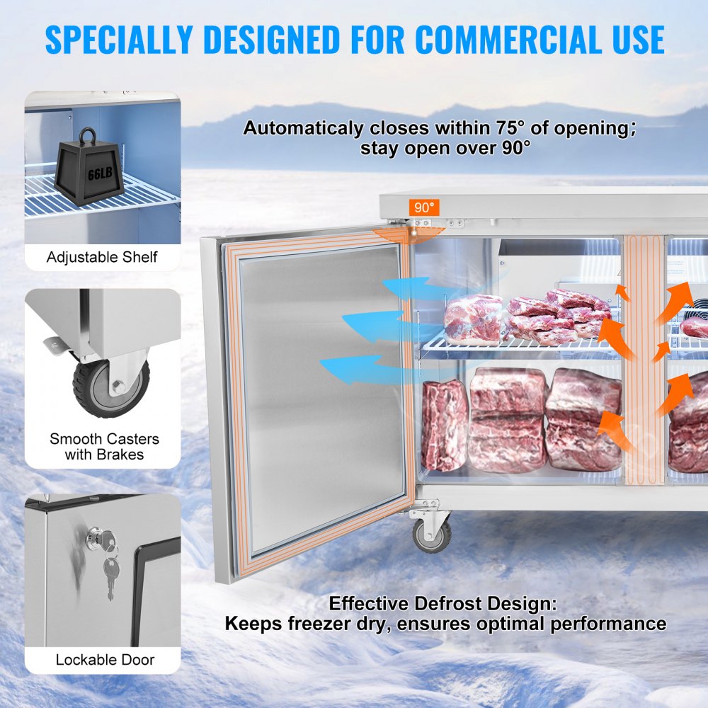 48" Commercial Frozen Refrigerator Sandwich & Salad Prep Table 12.9 Cu. Ft