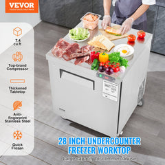 28" Commercial Frozen Refrigerator Sandwich & Salad Prep Table 7.4 Cu. Ft