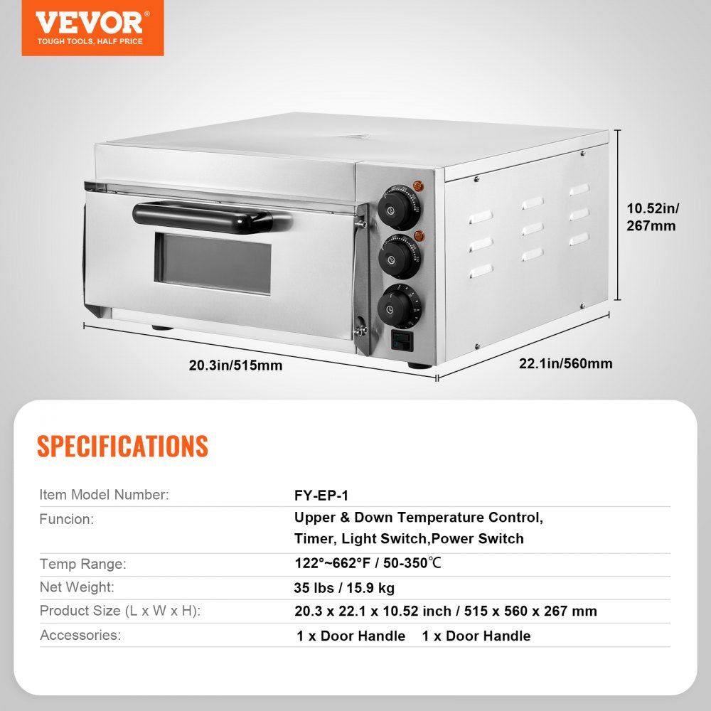 Commercial Countertop Pizza Oven Electric Pizza Oven for 16" Pizza Indoor