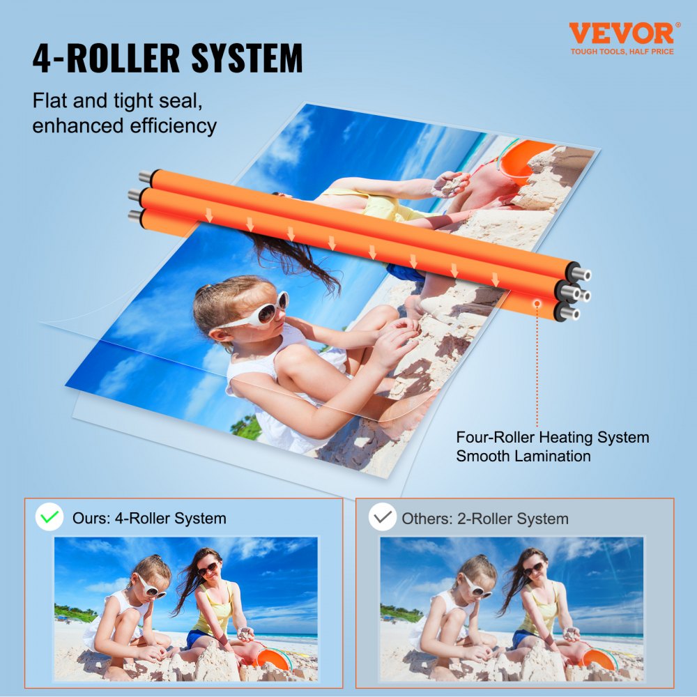 Laminator, 13-inch Laminating Machine, 4 Rollers Hot and Cold Thermal Laminator, Quick Warm-up, Fast Laminating Machine with 3 mil Lamination Films for Home, Office, School