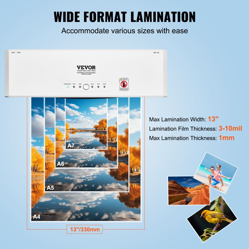 Laminator, 13-inch Laminating Machine, 4 Rollers Hot and Cold Thermal Laminator, Quick Warm-up, Fast Laminating Machine with 3 mil Lamination Films for Home, Office, School