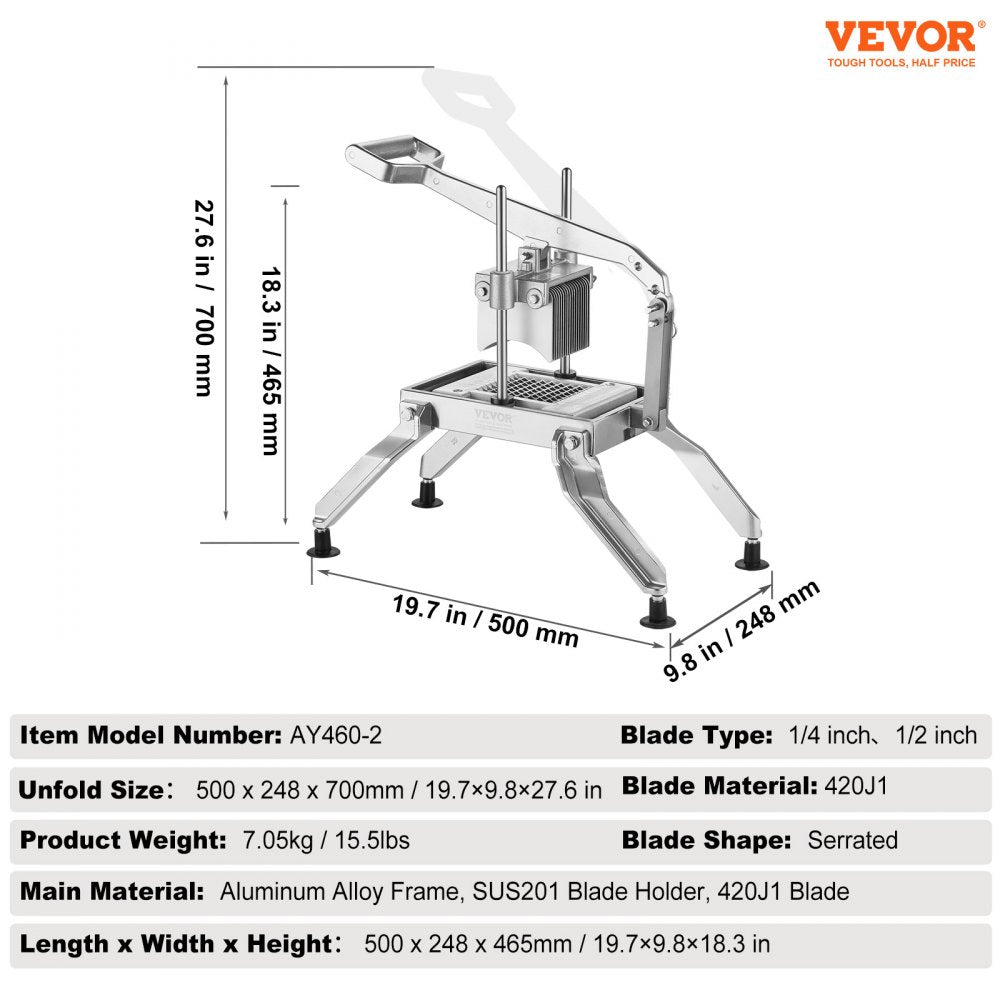 Commercial Vegetable Slicer, 1/4 and 1/2 inch Tomato Slicer, Stainless Steel and Aluminum Alloy Vegetable Cutter Slicer, Manual Tomato Slicer with Non-slip Feet, for Tomatoes, Onions, Potatoes