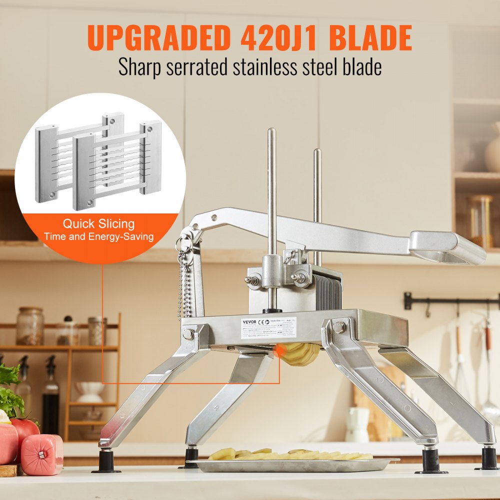 Commercial Vegetable Slicer, 3/8" and 3/16" Tomato Slicer, Stainless Steel and Aluminum Alloy Vegetable Cutter Slicer, Manual Tomato Slicer with Non-slip Feet, for Tomatoes, Potatoes, Onions