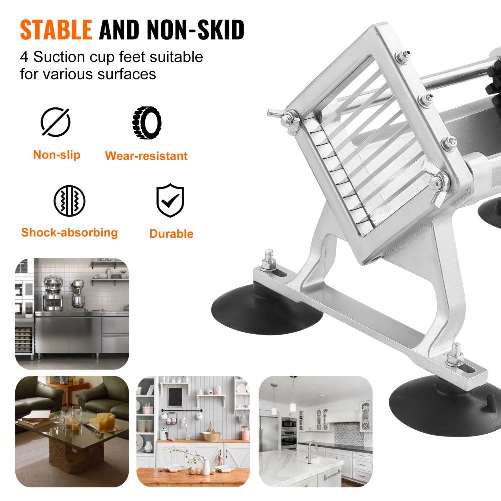 Commercial Vegetable Slicer, 3/8 inch Fruit Slicer, Stainless Steel and Aluminum Alloy Vegetable Cutter Slicer Machine, Manual Slicer with Non-slip Feet, for Radishes, Onions, Potatoes, Lemons