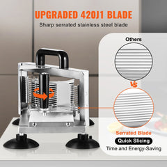 Commercial Tomato Slicer, 1/4 inch Tomato Cutter Slicer, Stainless Steel Heavy Duty Tomato Slicer Machine, Manual Tomato Slicer with Non-slip Feet, for Cutting Tomatoes, Cucumbers, Bananas