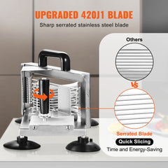 Commercial Tomato Slicer, 3/16 inch Tomato Cutter Slicer, Stainless Steel Heavy Duty Tomato Slicer Machine, Manual Tomato Slicer with Non-slip Feet, for Cutting Tomatoes, Cucumbers, Bananas
