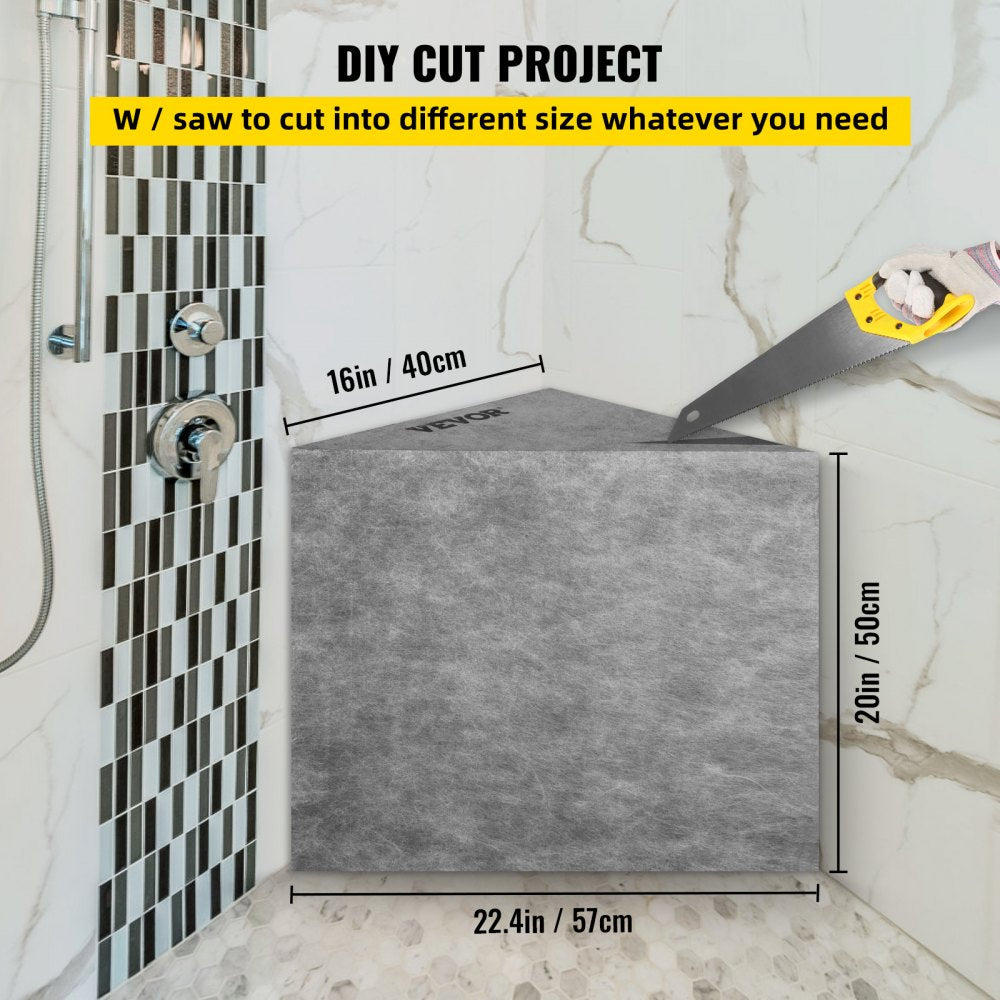 Corner shower seat made of EPS composite with a 440lbs load capacity and waterproof design.