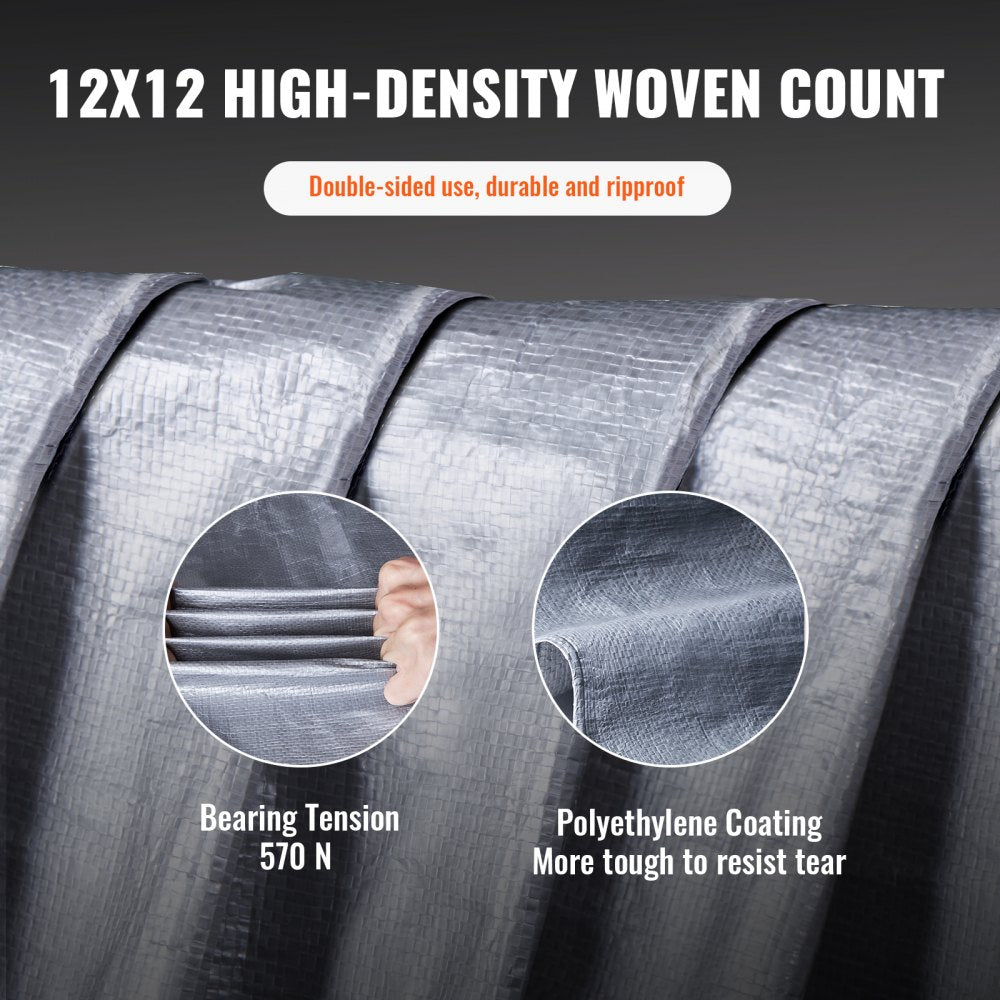Tarp Waterproof 20x30 ft, Plastic Poly Tarp Cover 10 Mil, Multi Purpose Tear UV and Temperature Resistant Outdoor Tarpaulin with High Durability Reinforced Grommets (Silver/Brown)
