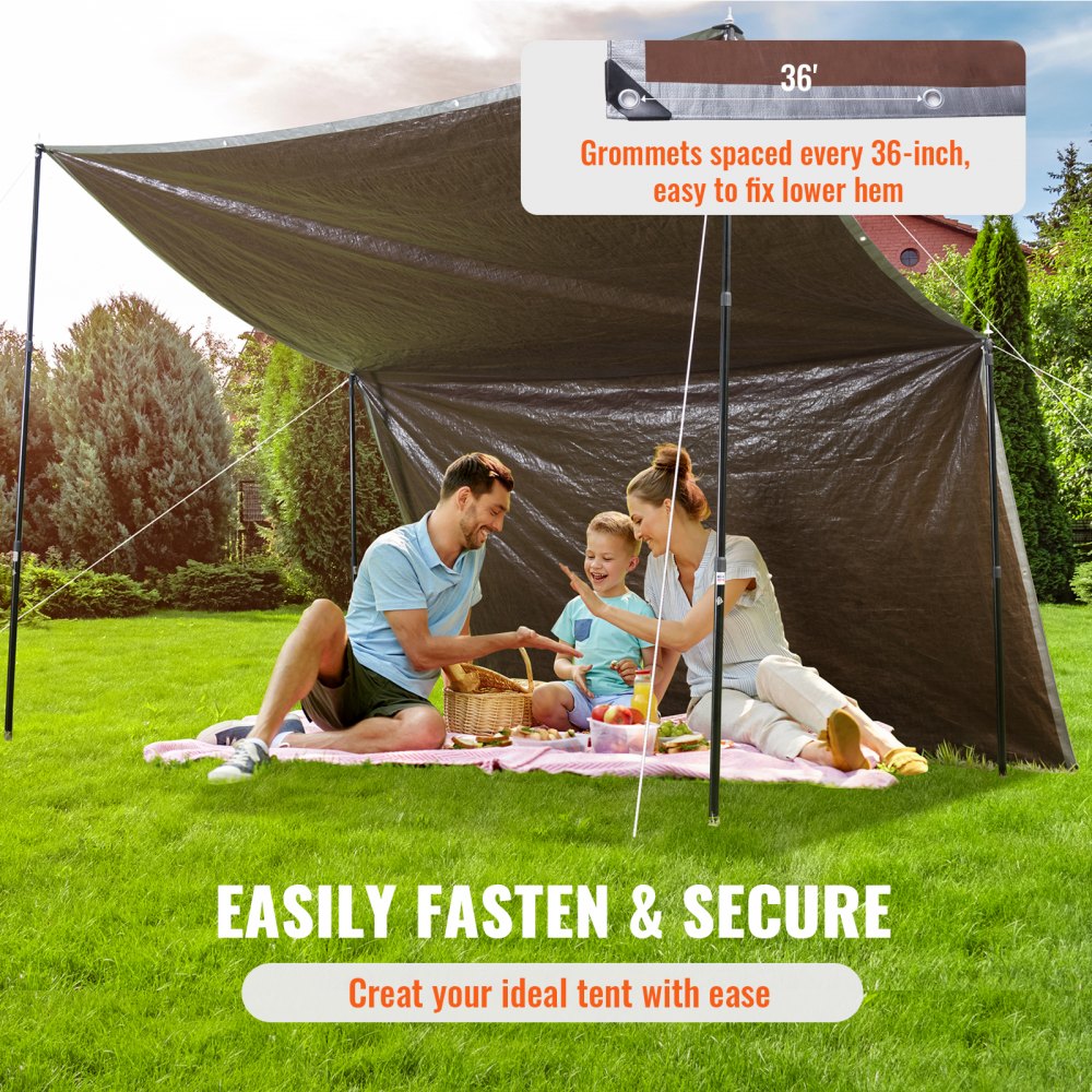 Tarp Waterproof 20x30 ft, Plastic Poly Tarp Cover 10 Mil, Multi Purpose Tear UV and Temperature Resistant Outdoor Tarpaulin with High Durability Reinforced Grommets (Silver/Brown)