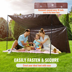 Tarp Waterproof 10x12 ft, 16 Mil Extra Thick Plastic Poly Blue Tarp Cover, Multi Purpose Tear UV and Temperature Resistant Outdoor Tarpaulin with Reinforced Grommets (Brown)