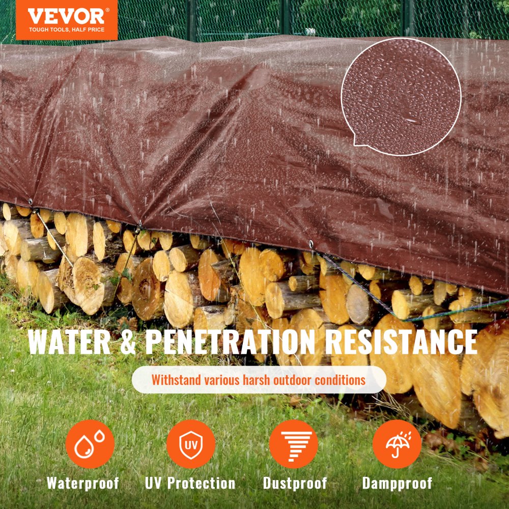Tarp Waterproof 12 x 16 ft 16 Mil Plastic Poly Tear UV Resistant
