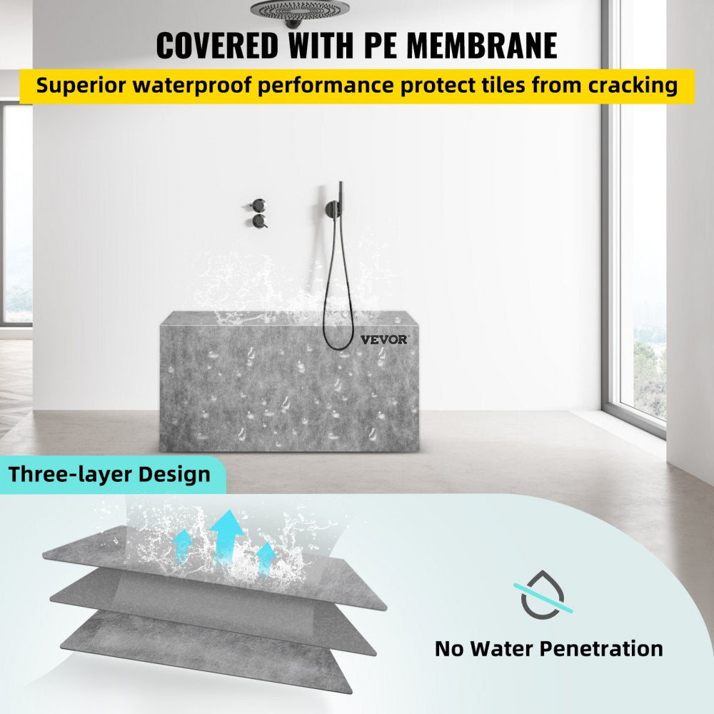 Rectangular 38.2" EPS composite shower seat with waterproof membrane and sturdy design.