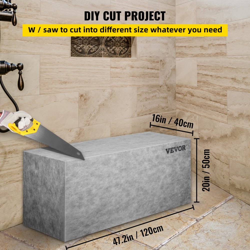 Bostome Ready to Tile Shower Seat is a 47.2" EPS composite bench with a waterproof surface.