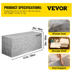 Bostome Ready to Tile Shower Seat is a 47.2" EPS composite bench with a waterproof surface.