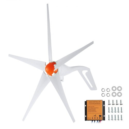 500W Wind Turbine Generator, 12V Wind Turbine Kit, 5-Blade Wind Power Generator with MPPT Controller, Adjustable Windward Direction & 2.5m/s Start Wind Speed, Suitable for Home, Farm, RVs, Boats