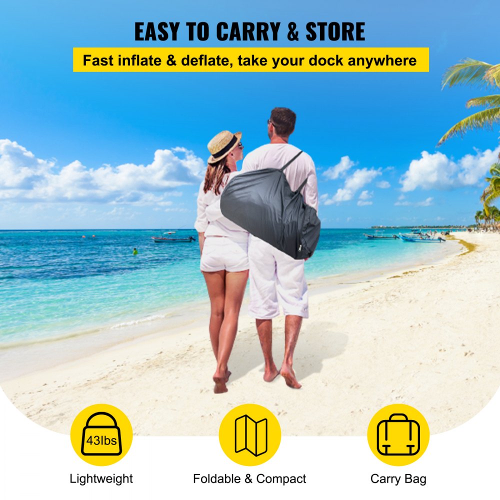 13’x6.5’x6” Inflatable Dock Platform, 8 to 10 Person Inflatable Floating Dock, Floating Platform with Electric Air Pump & Hand Pump for Pool Beach Ocean Lake Float for Adults