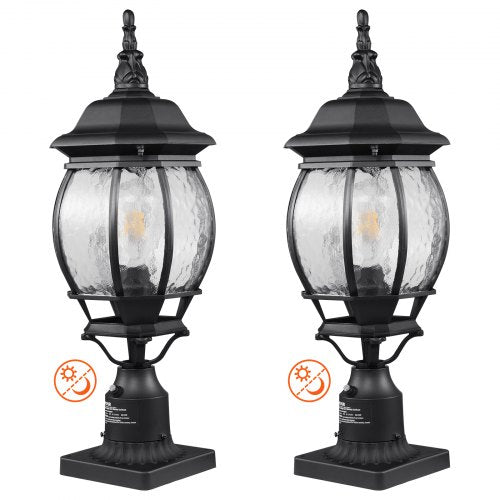 2 PCs Dusk to Dawn Outdoor Lamp Post Light Fixture 20.87in Pole Pier Mount
