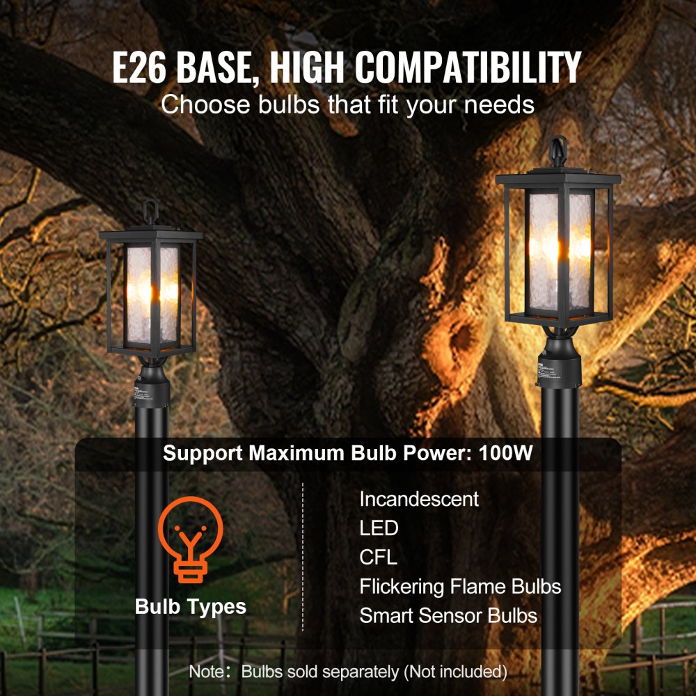 2 PCs Dusk to Dawn Outdoor Lamp Post Light Fixture 17.72in Pole Pier Mount