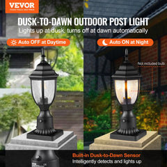 2 PCs Dusk to Dawn Outdoor Lamp Post Light Fixture 15.35in Pole Pier Mount