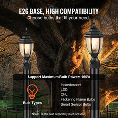 2 PCs Dusk to Dawn Outdoor Lamp Post Light Fixture 15.35in Pole Pier Mount