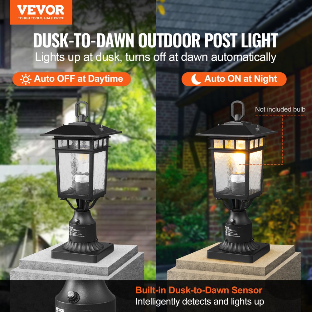 2 PCs Dusk to Dawn Outdoor Lamp Post Light Fixture 15.75in Pole Pier Mount