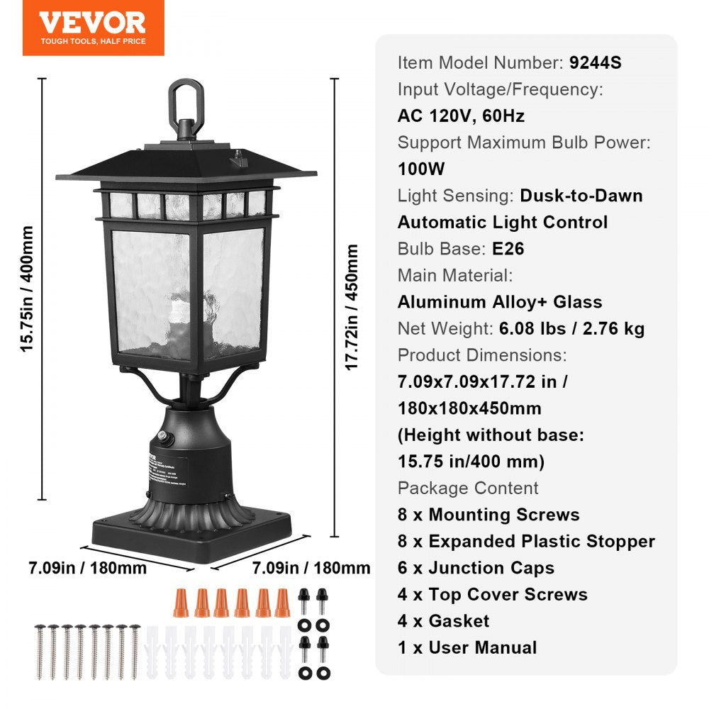 2 PCs Dusk to Dawn Outdoor Lamp Post Light Fixture 15.75in Pole Pier Mount