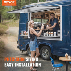 Concession Window 64"x40", Aluminum Alloy Food Truck Service Window with Awning Door & Drag Hook, Up to 85 Degrees Stand Serving Window for Food Trucks Concession Trailers, Glass Not Included