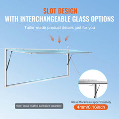 Concession Window 96"x36", Aluminum Alloy Food Truck Service Window with Awning Door & Drag Hook, Up to 85 Degrees Stand Serving Window for Food Trucks Concession Trailers, Glass Not Included