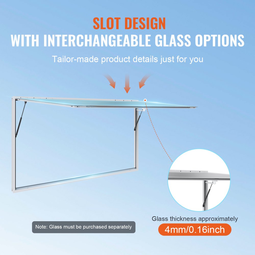 Concession Window 96"x48", Aluminum Alloy Food Truck Service Window with Awning Door & Drag Hook, Up to 85 Degrees Stand Serving Window for Food Trucks Concession Trailers, Glass Not Included
