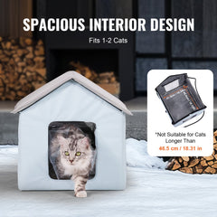 Blue heated cat house with a waterproof design, thermal insulation, and dual exits.