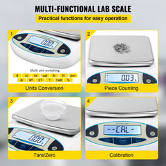 Analytical Balance, 5000g x 0.01g Accuracy Lab Scale, High Precision Electronic Analytical Balance, 13 Units Conversion, Counting Function, LCD Display, for Lab University Jewelry (5000g, 0.01g)