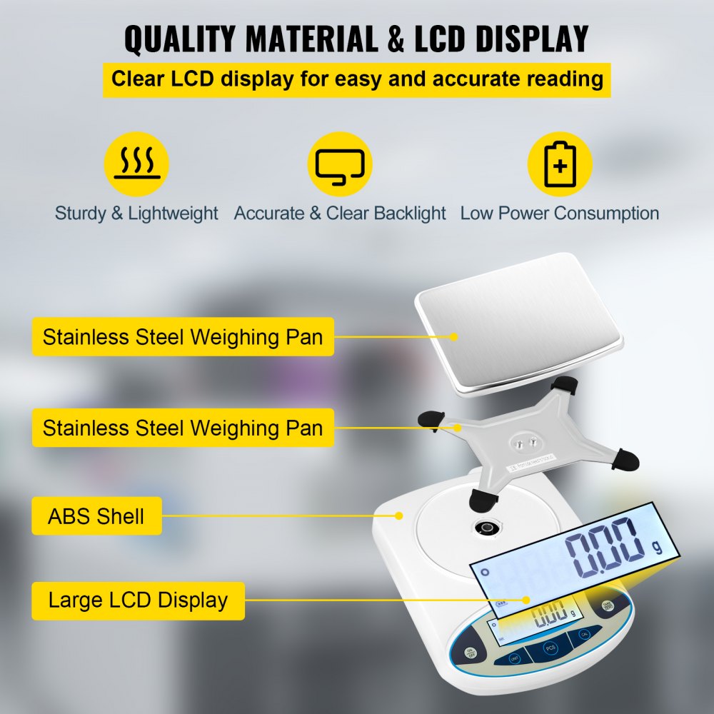 Analytical Balance, 5000g x 0.01g Accuracy Lab Scale, High Precision Electronic Analytical Balance, 13 Units Conversion, Counting Function, LCD Display, for Lab University Jewelry (5000g, 0.01g)