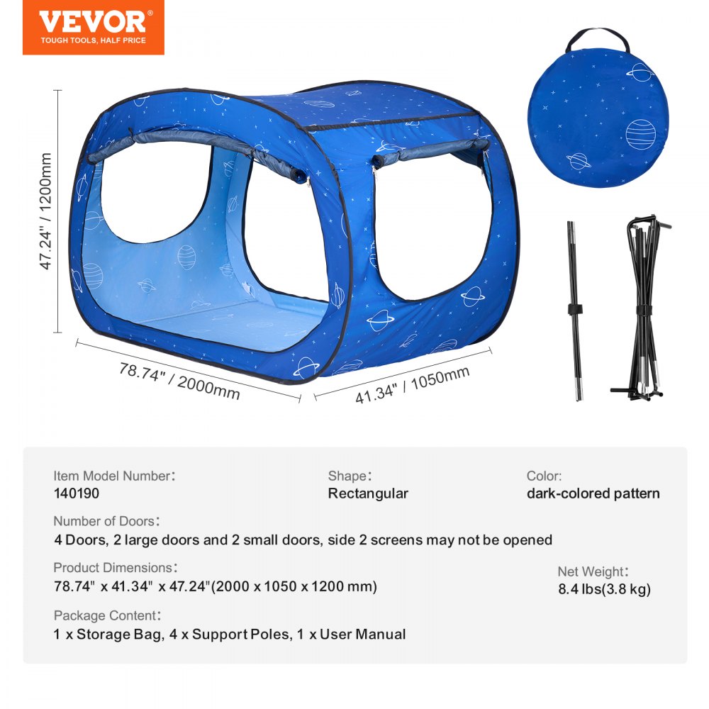 2 Doors Bed Tent Breathable Tent Light Blackout with 0.33 in Fiber Poles