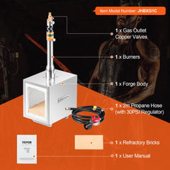 Bostome Portable Propane Forge with stainless steel body and single burner for high-temperature forging.
