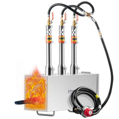 Bostome 3 Burner Propane Forge with stainless steel construction and three burners for metalwork.