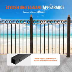 Matte black aluminum stair balusters, 44 inches tall, in an 11-pack for stair safety and style.