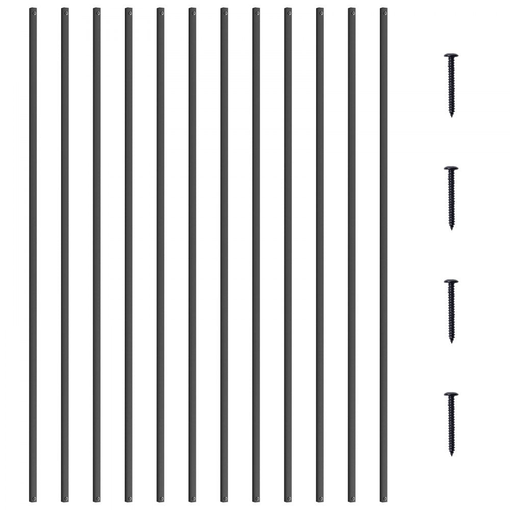 Matte black aluminum stair balusters, 44 inches tall, in an 11 pack for durable railing systems.