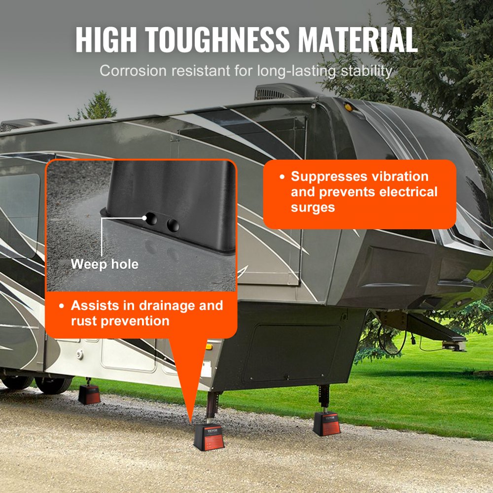 Trailer Jack Block, 6000 lbs Capacity per RV Leveling Block, High-quality Polypropylene RV Camper Stabilizer Blocks, RV Travel Accessories Use for Any Tongue Jack, Post, Foot, 5th Wheels, 4-Pack