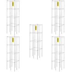 Tomato Cages, 11.8" x 11.8" x 46.1", 5 Packs Square Plant Support Cages, Silver PVC-Coated Steel Tomato Towers for Climbing Vegetables, Plants, Flowers, Fruits
