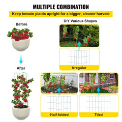 Tomato Cages, 11.8" x 11.8" x 46.1", 10 Packs Square Plant Support Cages, Green PVC-Coated Steel Tomato Towers for Climbing Vegetables, Plants, Flowers, Fruits