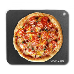 14-inch pre-seasoned carbon steel pizza steel with a smooth, rust-free surface.